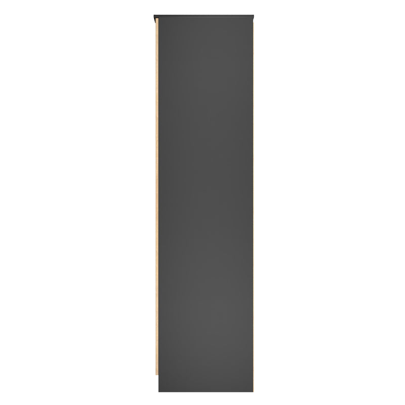 Alaska Ready Assembled Tall 2 Door Mirrored Robe in Slat Effect & Black