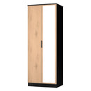 Alaska Ready Assembled Tall 2 Door Mirrored Robe in Slat Effect & Black