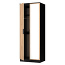 Alaska Ready Assembled Tall 2 Door Mirrored Robe in Slat Effect & Black