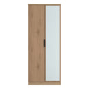Alaska Ready Assembled Tall 2 Door Mirrored Robe in Slat Effect & Nebraska Oak