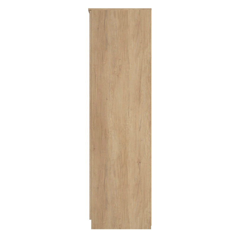 Alaska Ready Assembled Tall 2 Door Mirrored Robe in Slat Effect & Nebraska Oak