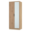 Alaska Ready Assembled Tall 2 Door Mirrored Robe in Slat Effect & Nebraska Oak