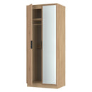 Alaska Ready Assembled Tall 2 Door Mirrored Robe in Slat Effect & Nebraska Oak