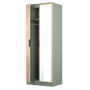 Alaska Ready Assembled Tall 2 Door Mirrored Robe in Slat Effect & Reed Green