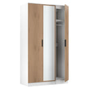 Java Tall 3 Door Mirrored Robe in Slatted Effect / White - Ready Assembled