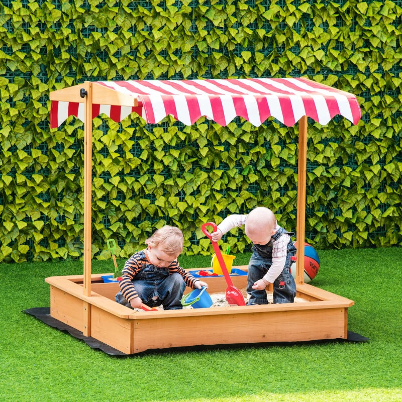 Outsunny Children's  Wooden Sandbox with  Cover - wood