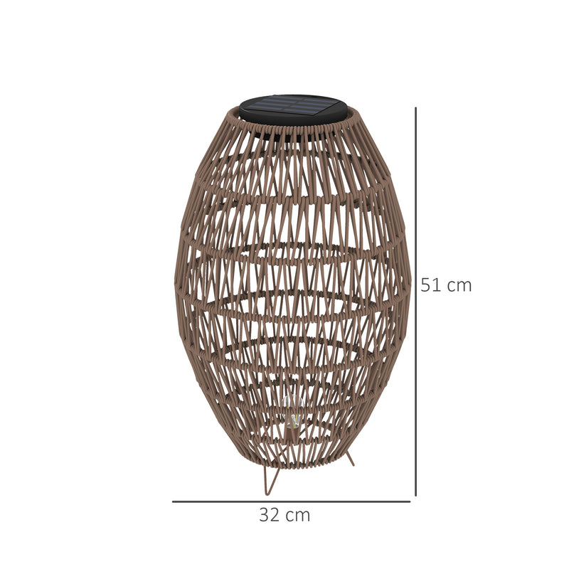Outsunny Rattan Solar Lamp, Auto On/Off Garden Lantern