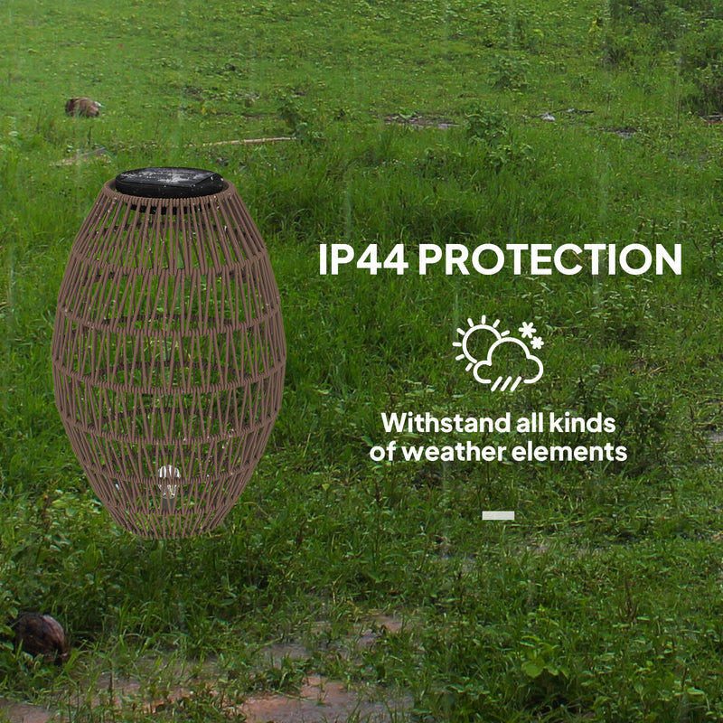 Outsunny Rattan Solar Lamp, Auto On/Off Garden Lantern