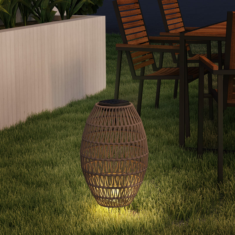 Outsunny Rattan Solar Lamp, Auto On/Off Garden Lantern