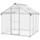 Outsunny Aluminium Greenhouse With/ Door Window Galvanised Base PC Panel