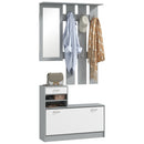 HOMCOM Hallway Furniture Set With Shoe Cabinet, Coat Rack And Mirror