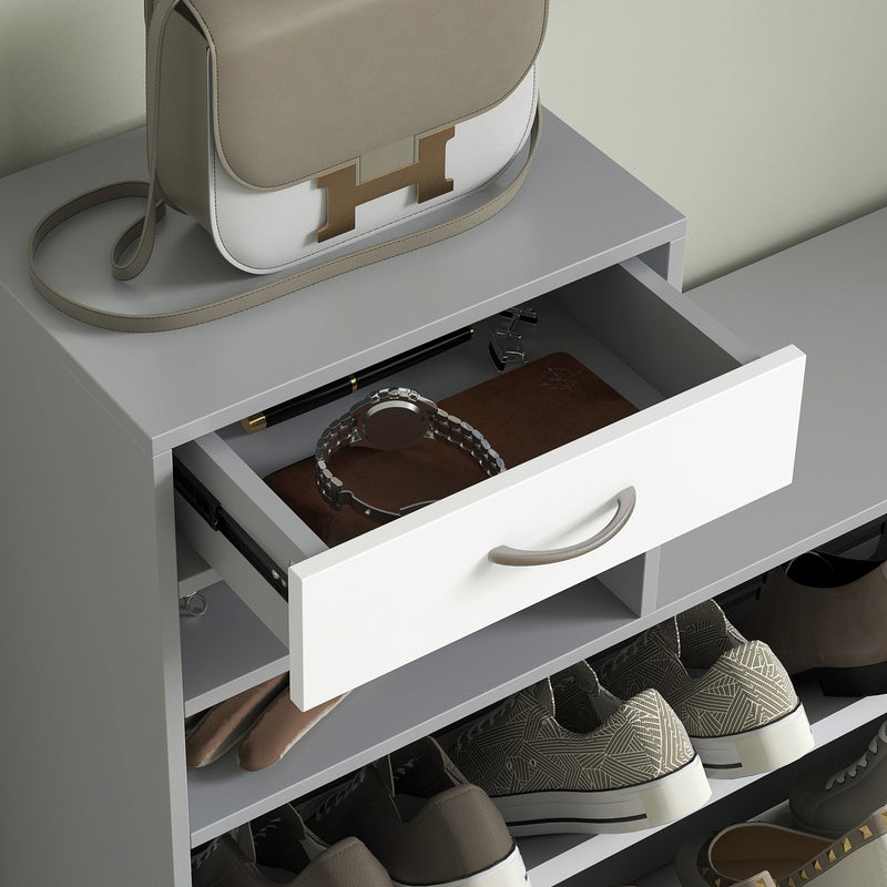 HOMCOM Hallway Furniture Set With Shoe Cabinet, Coat Rack And Mirror