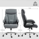 HOMCOM PU Leather Office Chair With Spring Padding, Swivel Wheels, Charcoal Grey