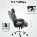 HOMCOM PU Leather Office Chair With Spring Padding, Swivel Wheels, Charcoal Grey
