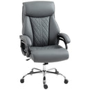 HOMCOM PU Leather Office Chair With Spring Padding, Swivel Wheels, Charcoal Grey