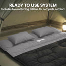 Outsunny Double Sleeping Bag With 2 Pillows, 220 X 160cm Sleeping Bag Grey