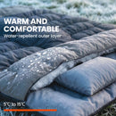 Outsunny Double Sleeping Bag With 2 Pillows, 220 X 160cm Sleeping Bag Grey