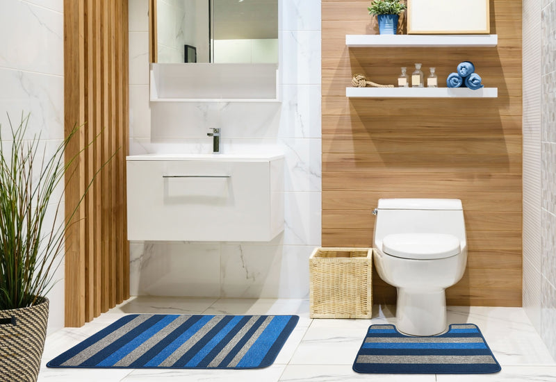 Jersey - Contrast Stripe 2pc Bath set in Blue