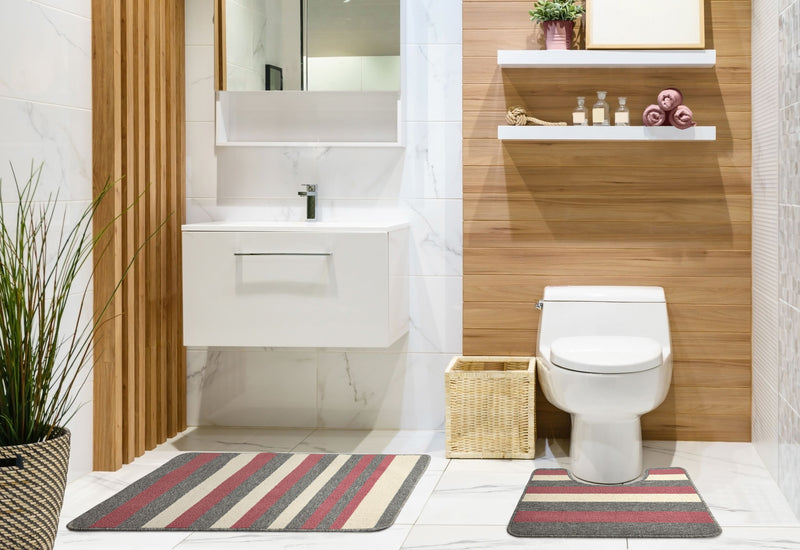 Jersey - Contrast Stripe 2pc Bath set in Pink