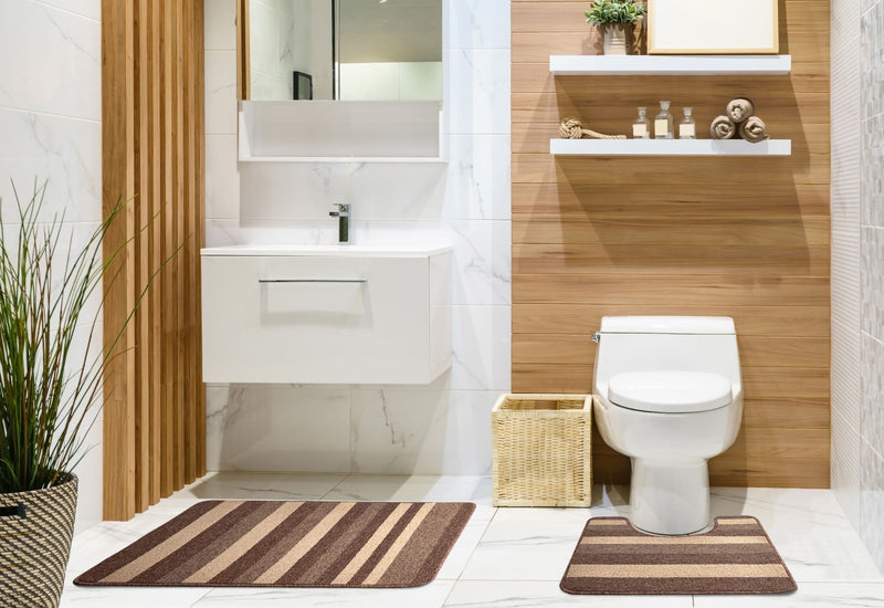 Jersey - Contrast Stripe 2pc Bath set in Taupe