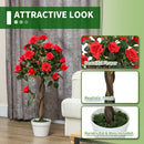 Outsunny Set Of 2 90cm Artificial Rose Tree, Fake Decorative Plant