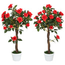 Outsunny Set Of 2 90cm Artificial Rose Tree, Fake Decorative Plant