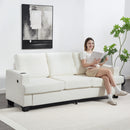 HOMCOM 3 Seater Sofa, Fabric Sofa with USB Ports and Cup Holders,