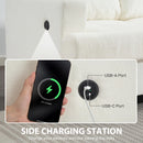 HOMCOM 3 Seater Sofa, Fabric Sofa with USB Ports and Cup Holders,