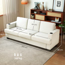 HOMCOM 3 Seater Sofa, Fabric Sofa with USB Ports and Cup Holders,
