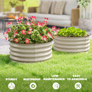 Outsunny Set of 2 Raised Garden Bed with Safety Edging, Cream White