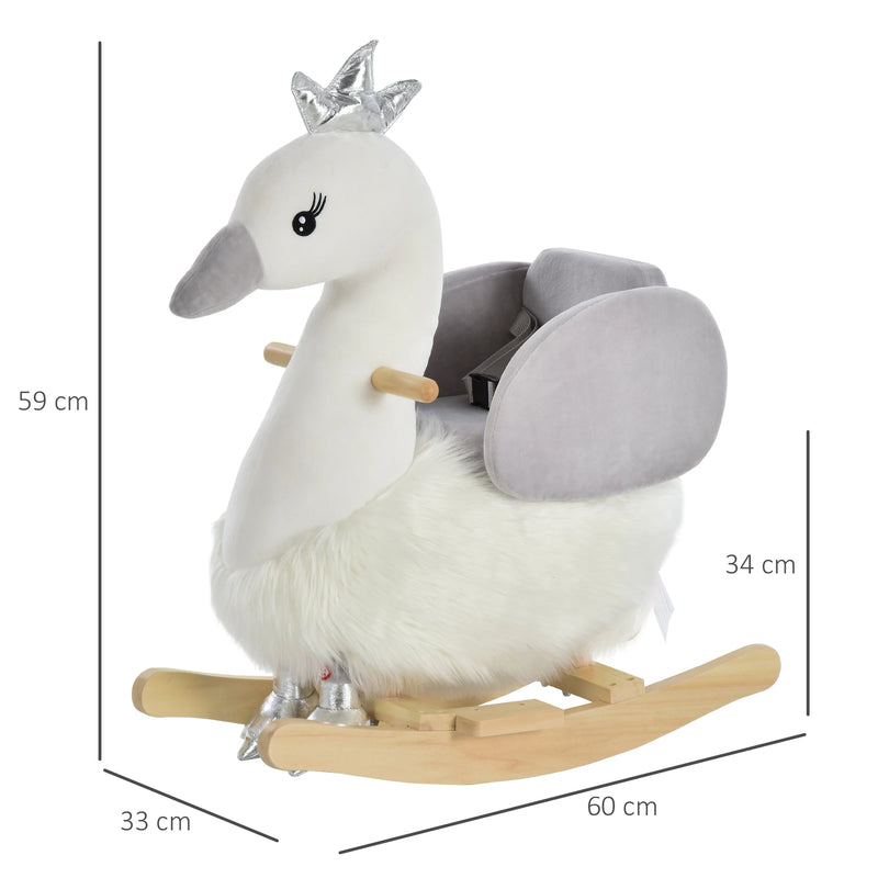 HOMCOM Children's Rocking Swan -White/Grey