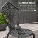 Outsunny 3 PCs Cast Aluminium Bistro Set W/ Parasol Hole For Balcony, Black