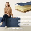 HOMCOM Storage Ottoman, Corduroy Ottoman Storage Box With Padded Seat, Blue