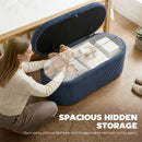 HOMCOM Storage Ottoman, Corduroy Ottoman Storage Box With Padded Seat, Blue