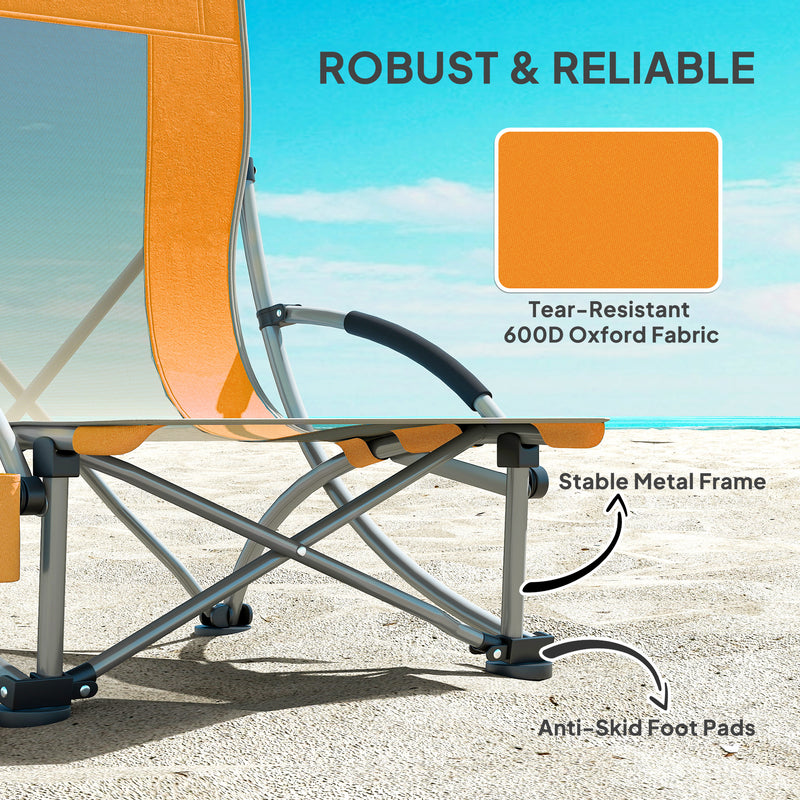 Outsunny Set Of 2 Folding Beach Chair, Camping Chair With Carry Bag