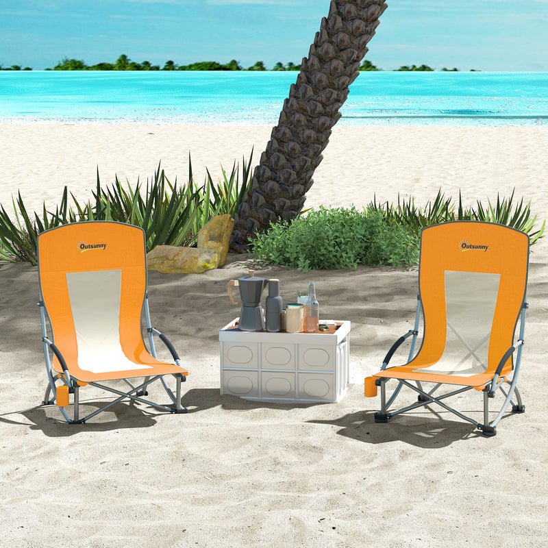 Outsunny Set Of 2 Folding Beach Chair, Camping Chair With Carry Bag
