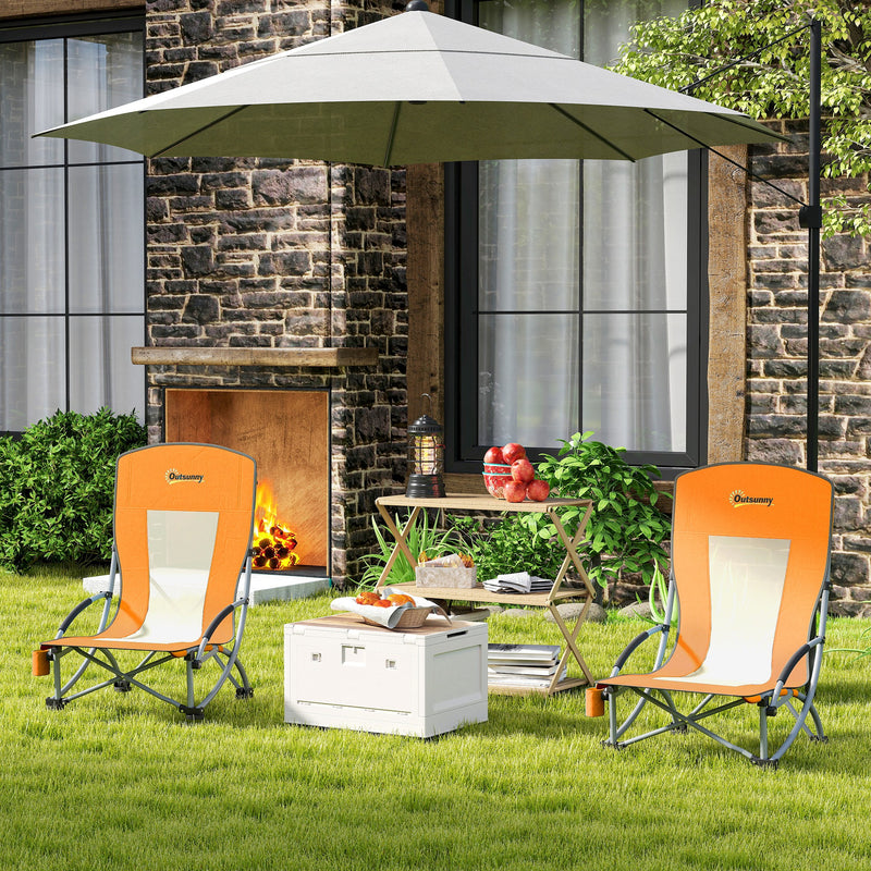 Outsunny Set Of 2 Folding Beach Chair, Camping Chair With Carry Bag