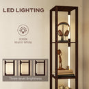 HOMCOM Floor Lamp with Shelves, LED Standing Lamp with Fabric Drawer