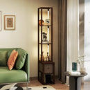 HOMCOM Floor Lamp with Shelves, LED Standing Lamp with Fabric Drawer