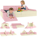 AIYAPLAY Kids Play Sofa, 12 Pieces Foam Modular Convertible Sofa, Pink