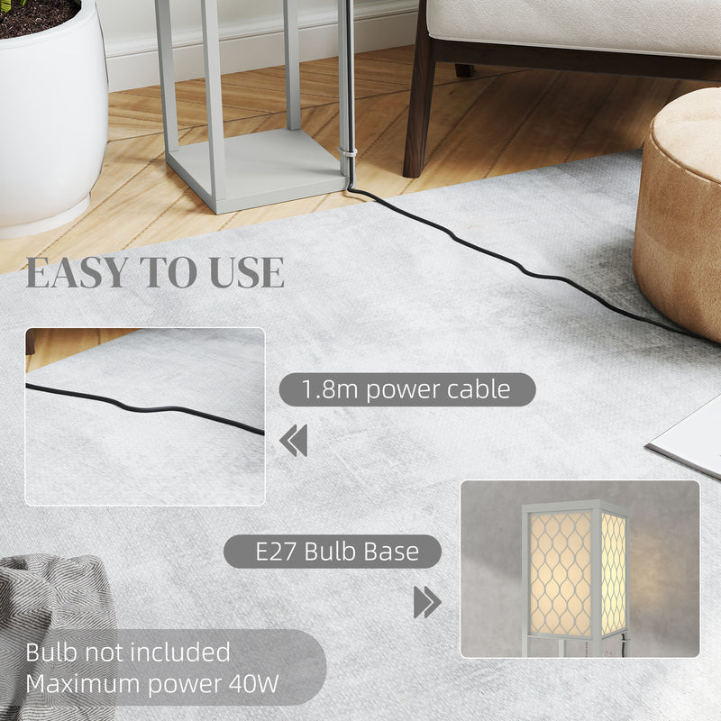 HOMCOM Modern Floor Lamp Light With 3 Shelves Fabric Lampshade