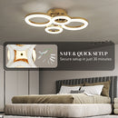 HOMCOM Modern 4-Ring Flush Mount Ceiling Light, LED Ceiling Light, Gold