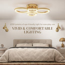 HOMCOM Modern 4-Ring Flush Mount Ceiling Light, LED Ceiling Light, Gold