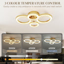 HOMCOM Modern 4-Ring Flush Mount Ceiling Light, LED Ceiling Light, Gold