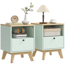 HOMCOM Modern Nightstand Set Of 2, Bedside Table With Drawer And Open Shelf