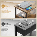 HOMCOM Bedside Table With Charging Station For Living Room, Rustic Brown