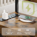 HOMCOM Bedside Table With Charging Station For Living Room, Rustic Brown