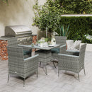 Outsunny Rattan Dining Set with Parasol Hole, Garden Table and Chairs