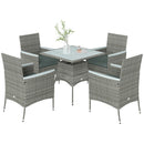 Outsunny Rattan Dining Set with Parasol Hole, Garden Table and Chairs