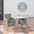Outsunny Rattan Dining Set with Parasol Hole, Garden Table and Chairs